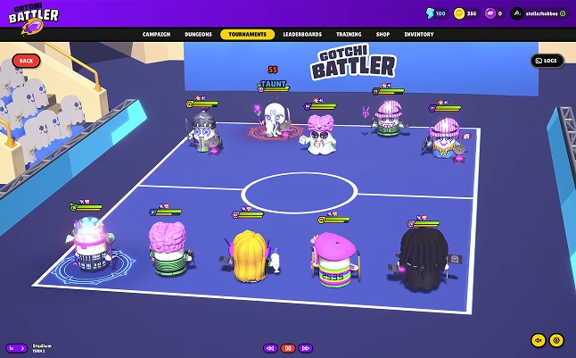 Gotchi Battler player-versus-player tournament arena